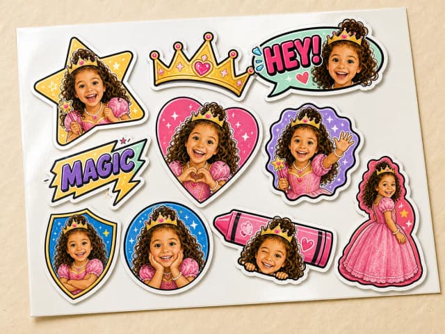 Sticker sheet — Princess Maya in 10 die-cut shapes